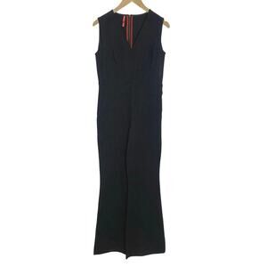 Spanx The Perfect Jumpsuit Women’s Med Black Ponte Sleeveless Flared Leg Stretch